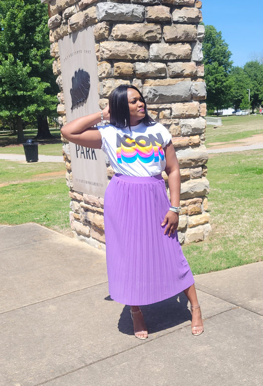 Pleated Midi Skirt - Lavender