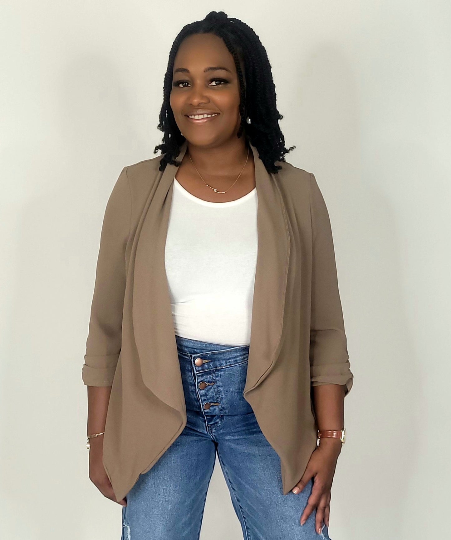 Ruched Sleeve Cardigan