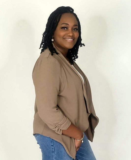 Ruched Sleeve Cardigan