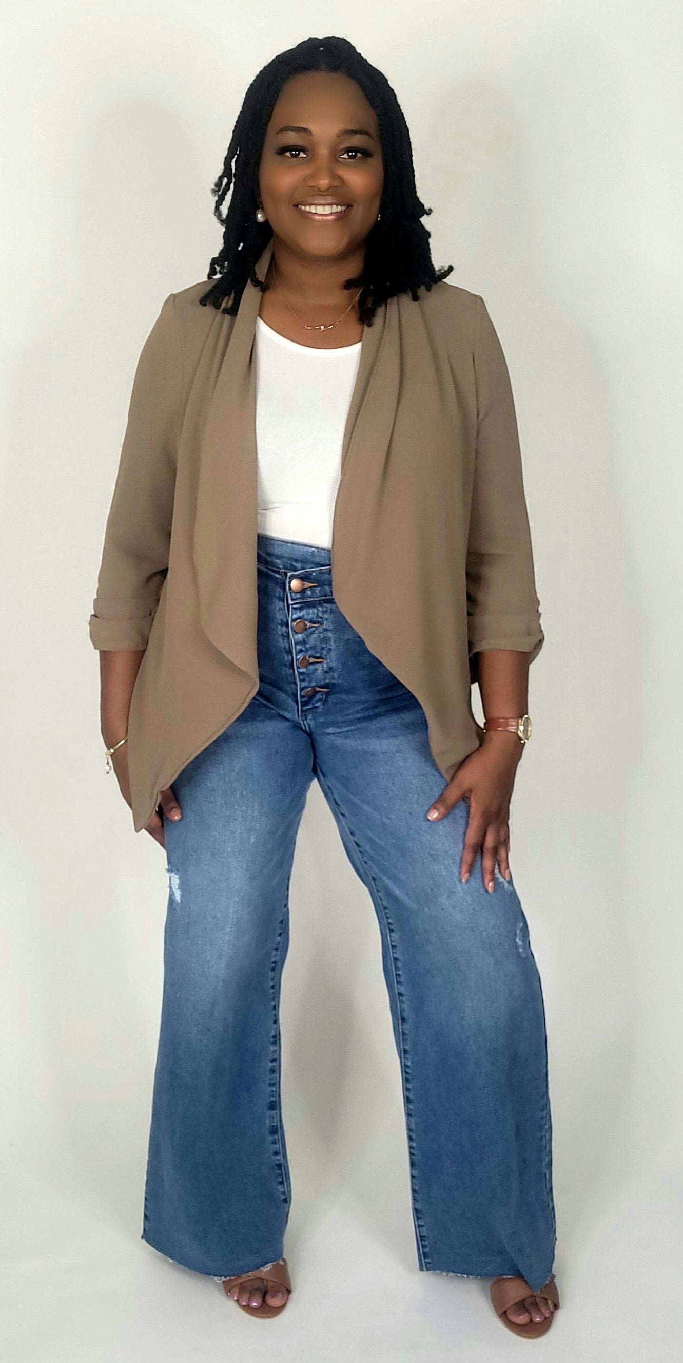 Ruched Sleeve Cardigan