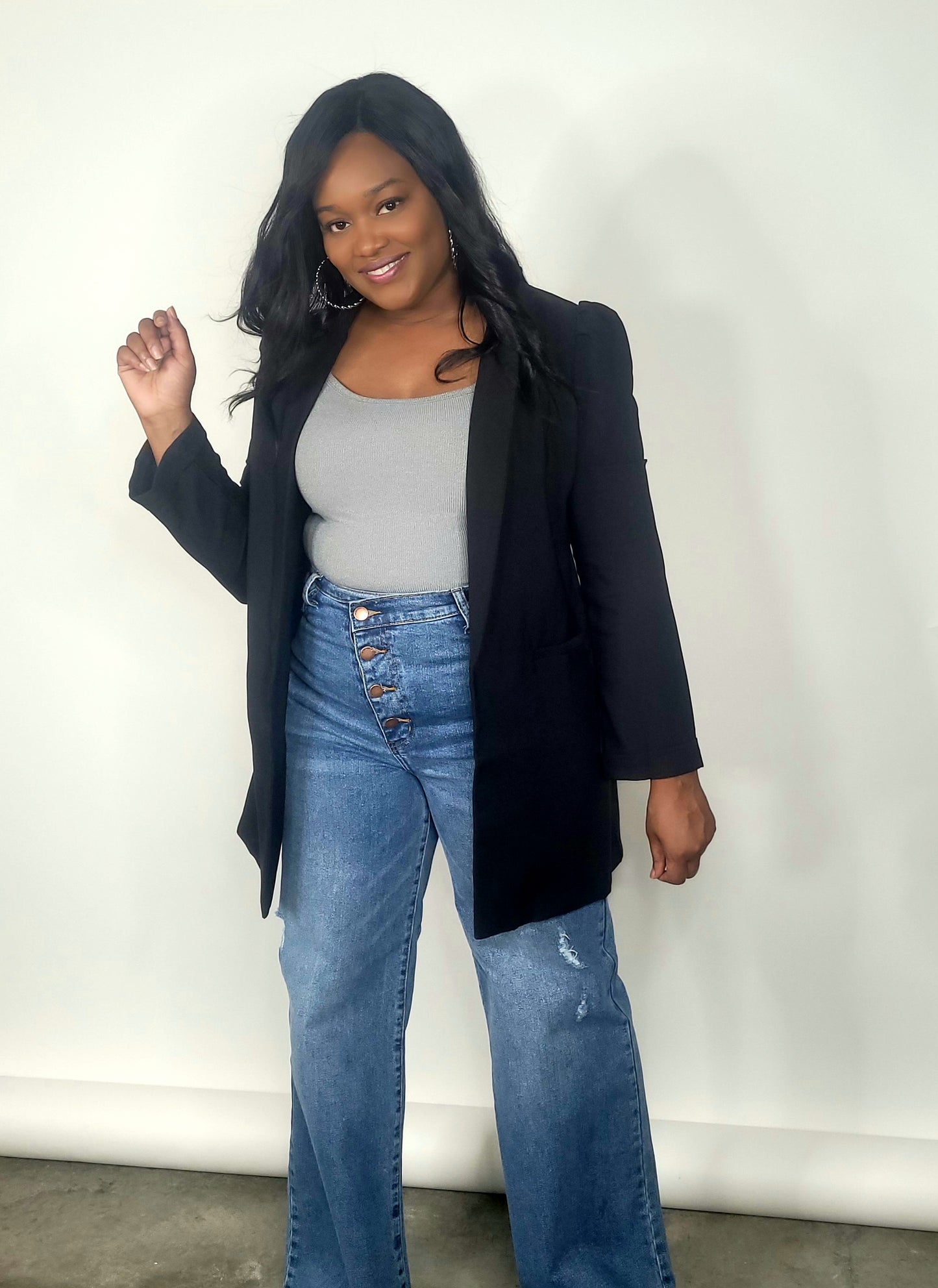 Puff Sleeve Blazer (Black)