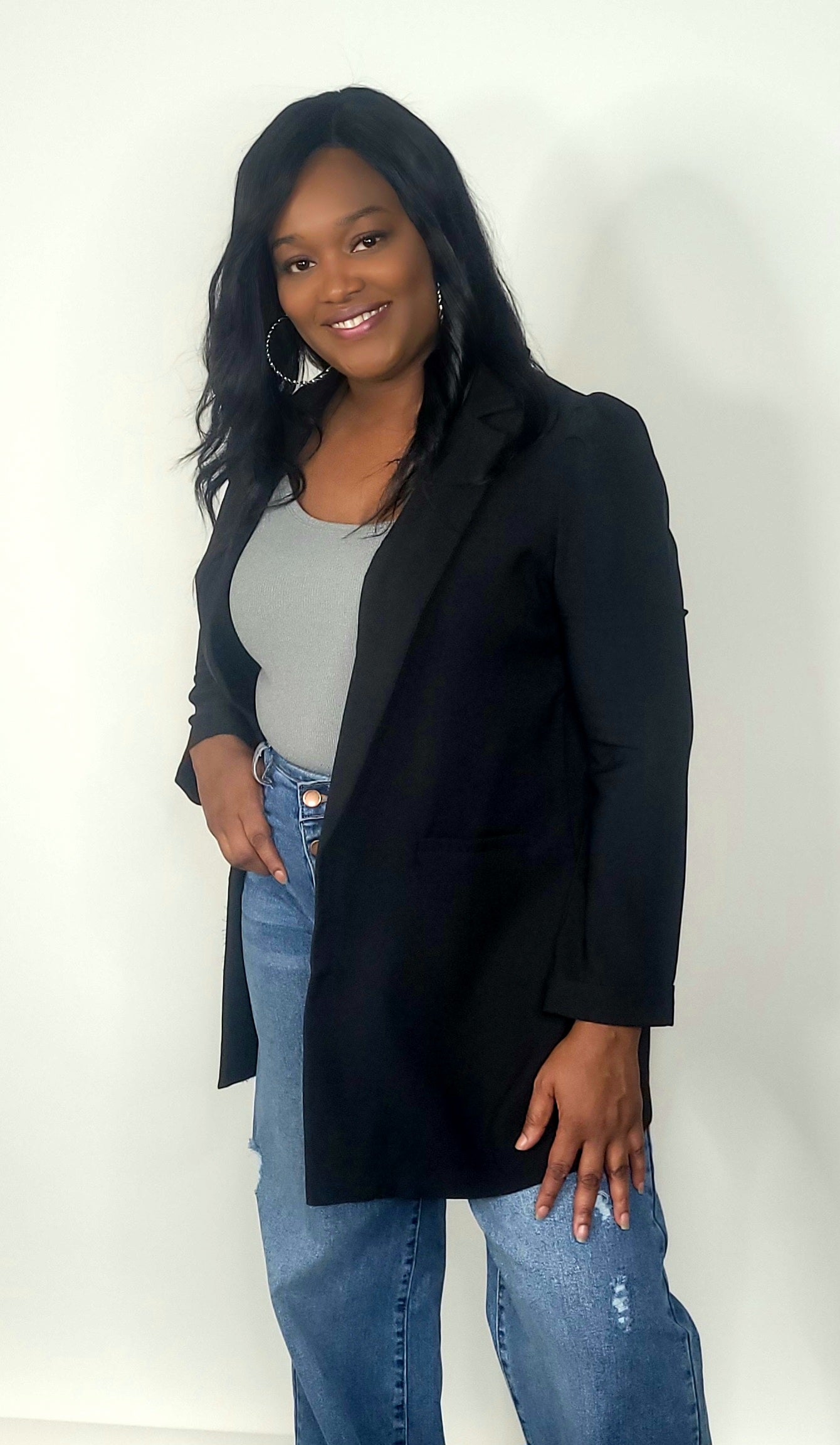 Puff Sleeve Blazer (Black)