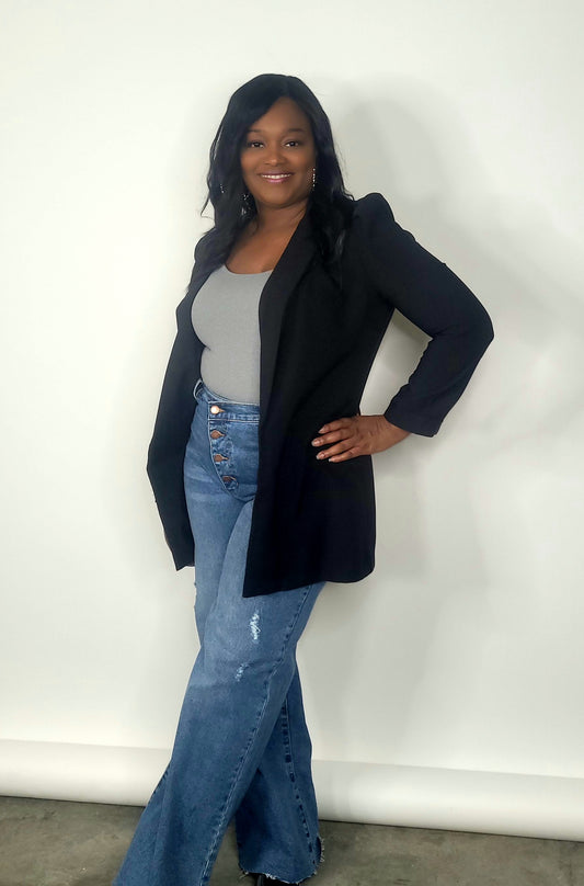 Puff Sleeve Blazer (Black)