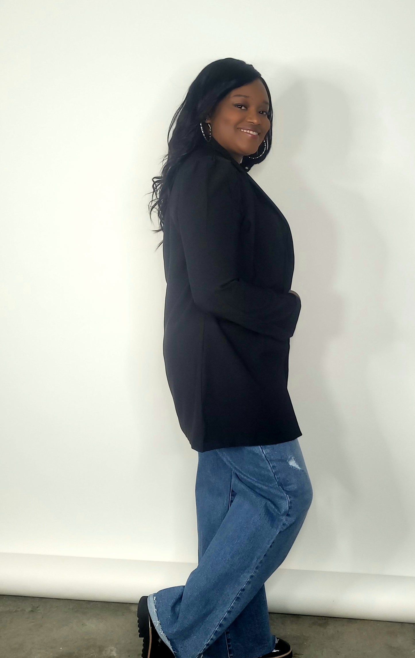 Puff Sleeve Blazer (Black)