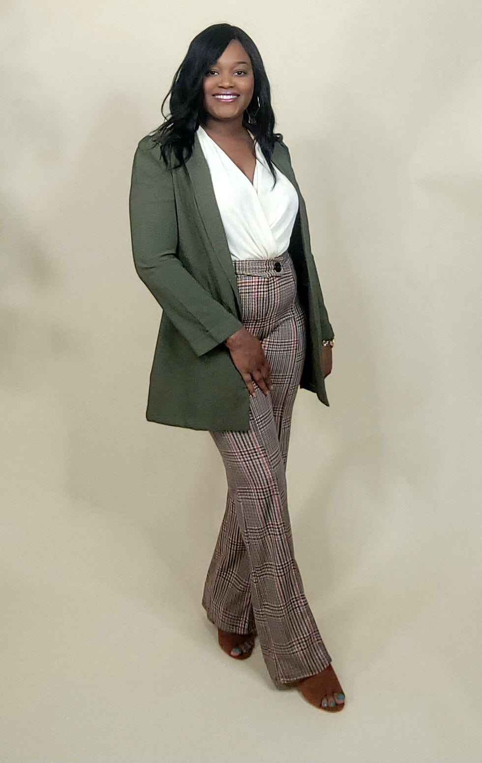 Puff Sleeve Blazer (Olive)