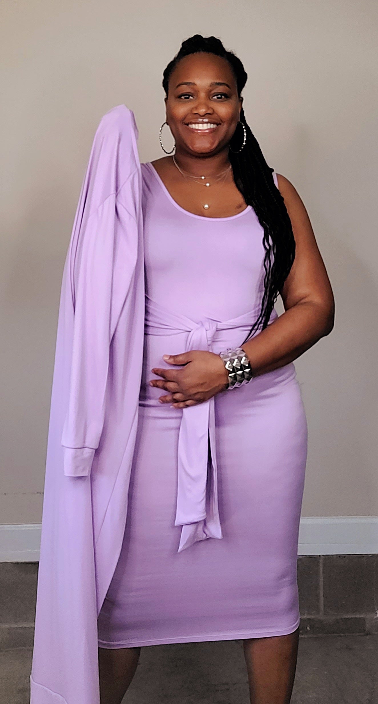Dress & Cardigan Set (Lavender)