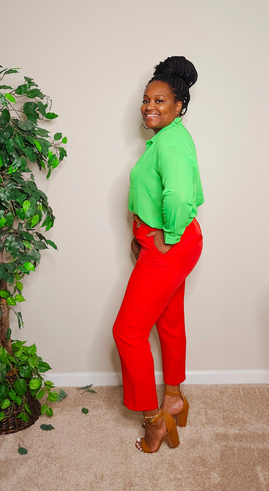 Jessica Crop Pant (Red)