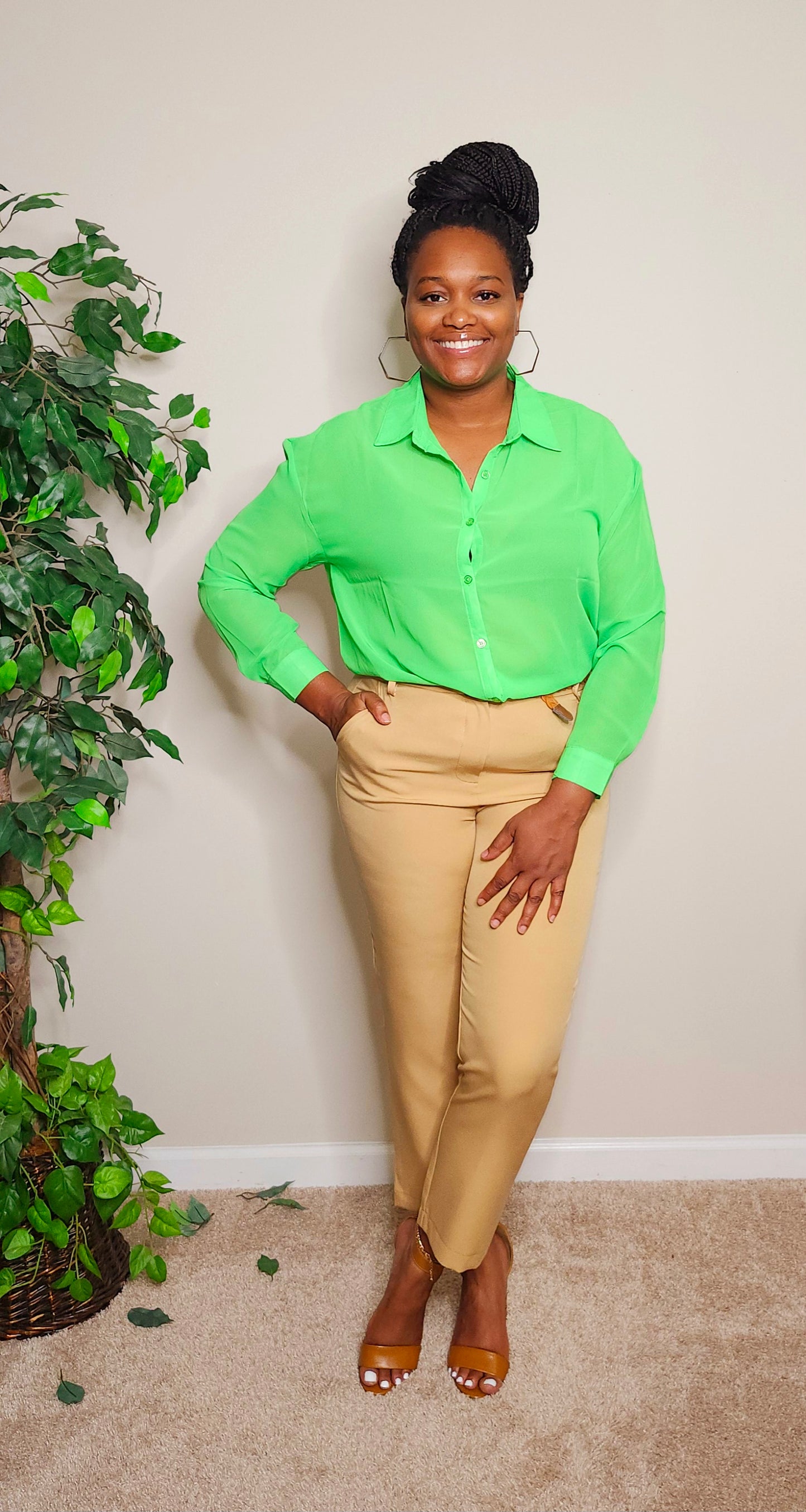 Amanda Sheer Blouse (Green)