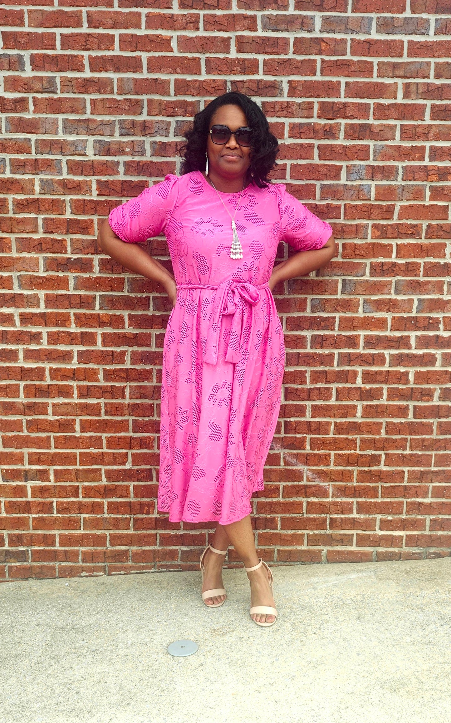Flower Eyelet Dress w/pockets