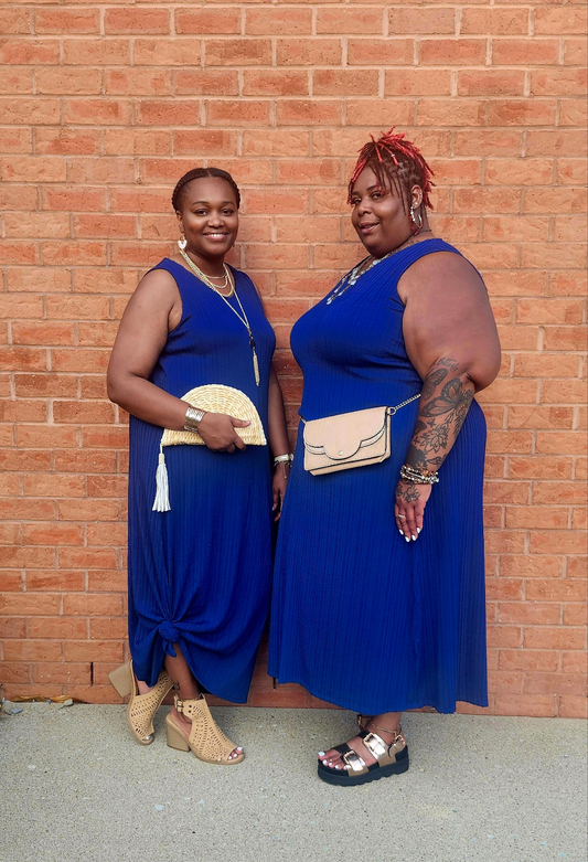 Pleated Maxi Dress Navy