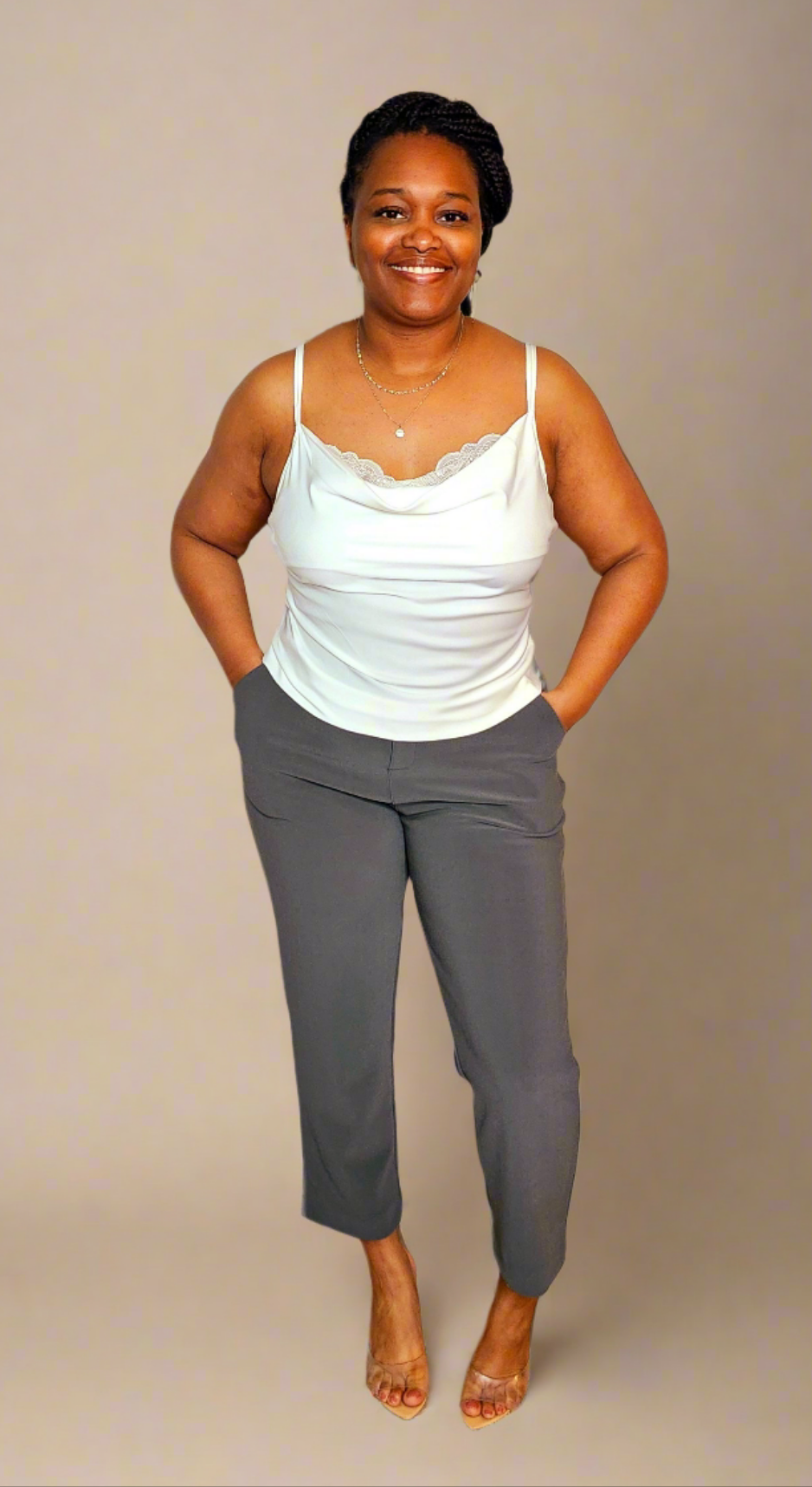 Stretchy Pull-On Dress Pants - Ash Grey
