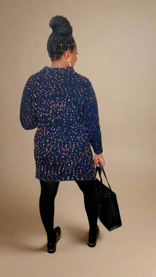 Mock Neck Multi Color Sweater Dress