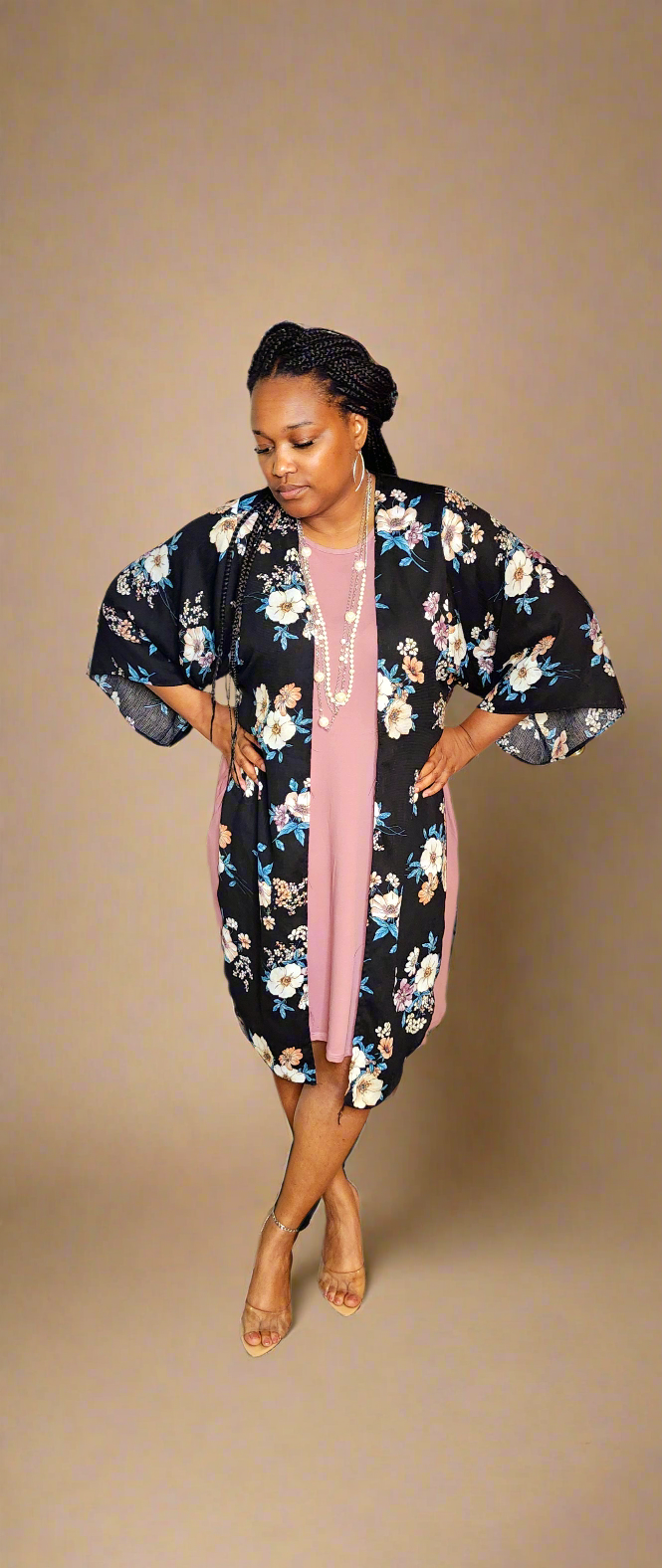 Comfy Sleeveless Flare Mini Dress w/Pockets (Mauve)