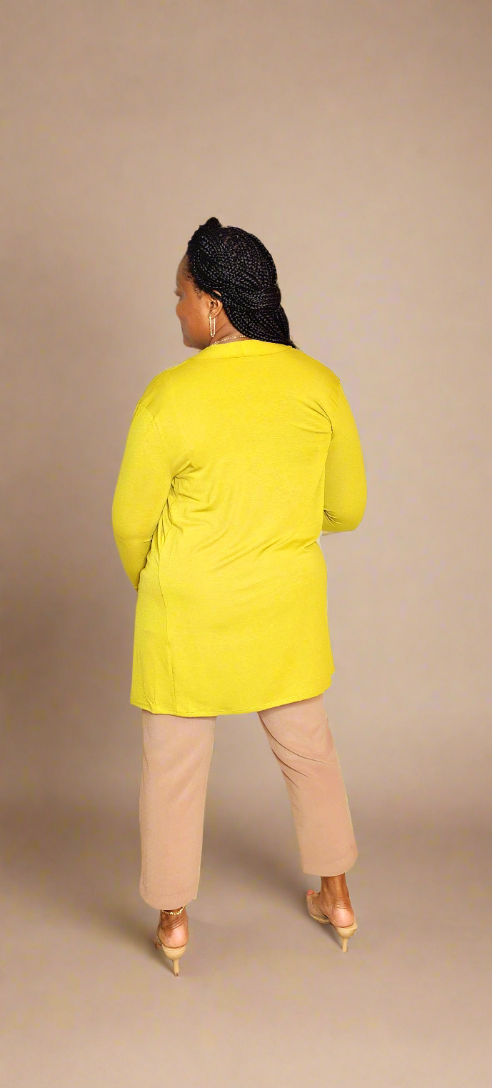 Slouchy Open Cardigan w/Pockets (Olive)