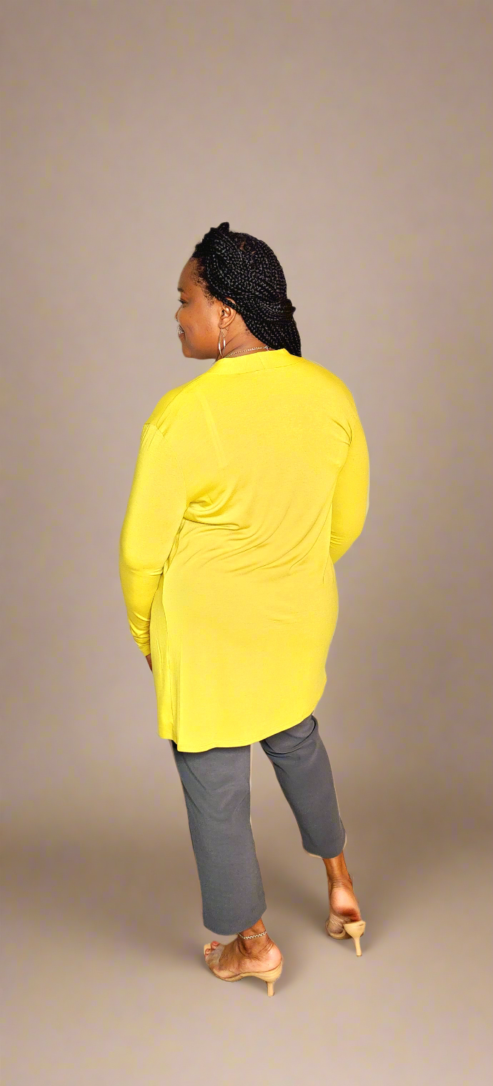 Slouchy Open Cardigan w/Pockets (Golden Wasabi)