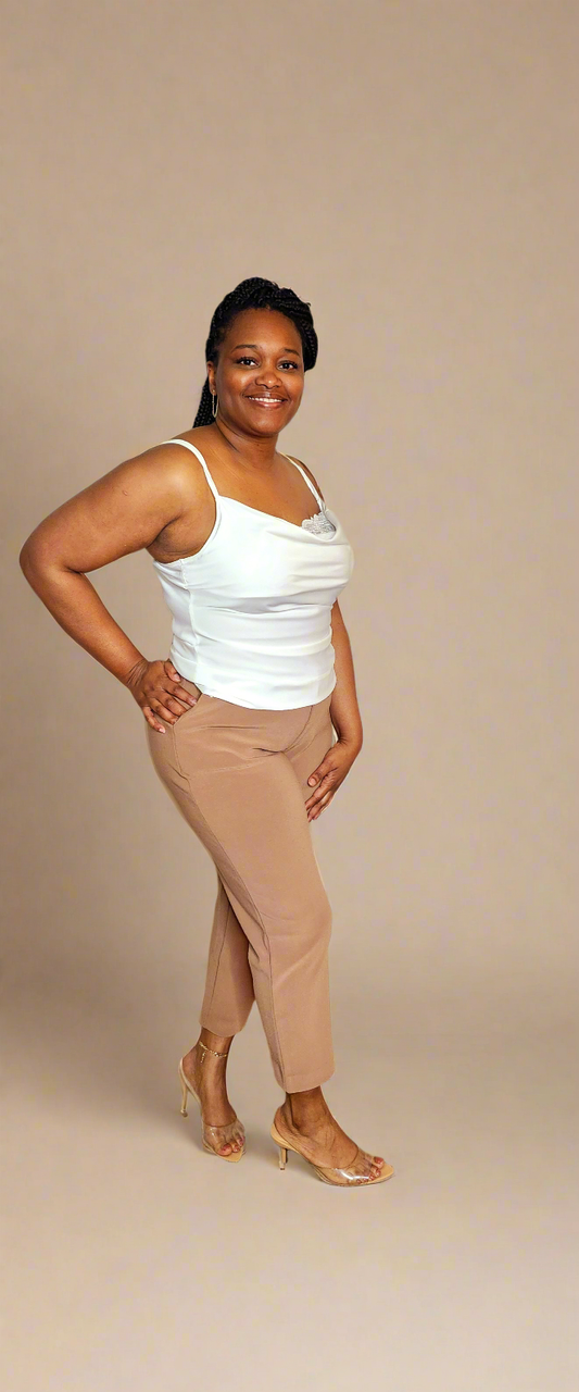 Stretchy Pull On Work Pants – Effortless Style & Comfort (Camel)