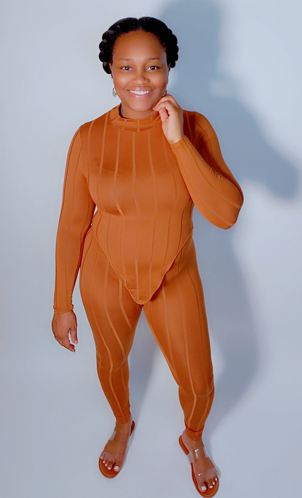 Sleek & Stylish Legging Set (Cognac)