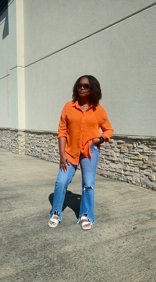 Distressed Hem Wide-leg Jeans