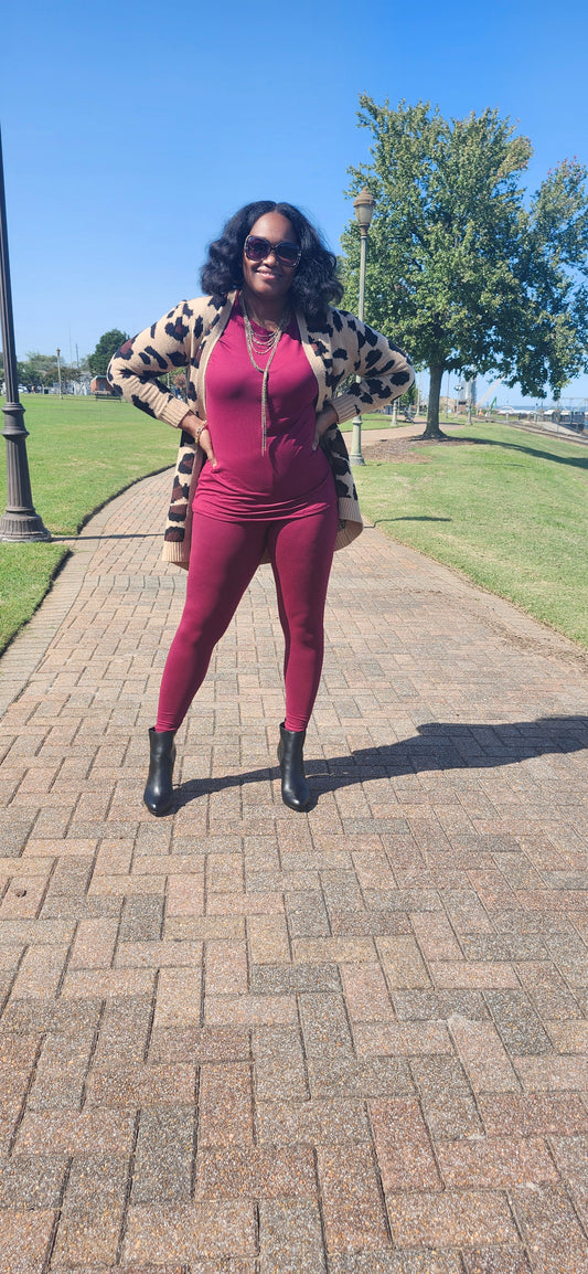 Everyday Casual Legging Set (Burgundy)
