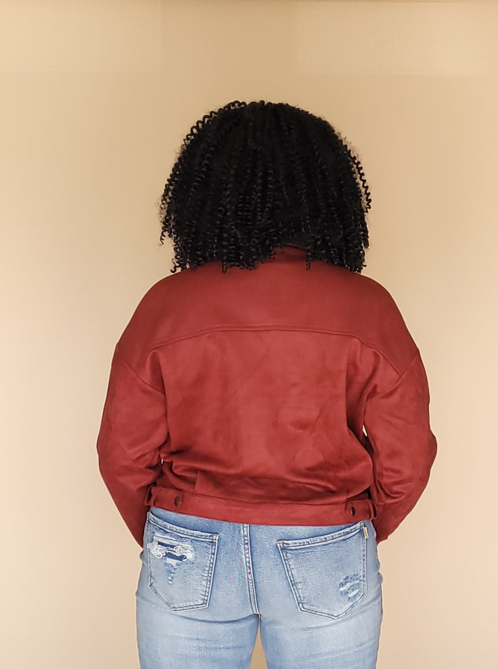 Faux Suede Moto Cropped Jacket