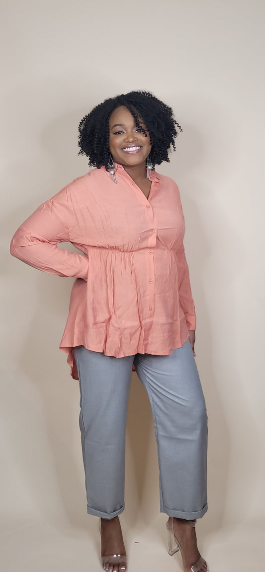 Button Up Tunic Top (Apricot)