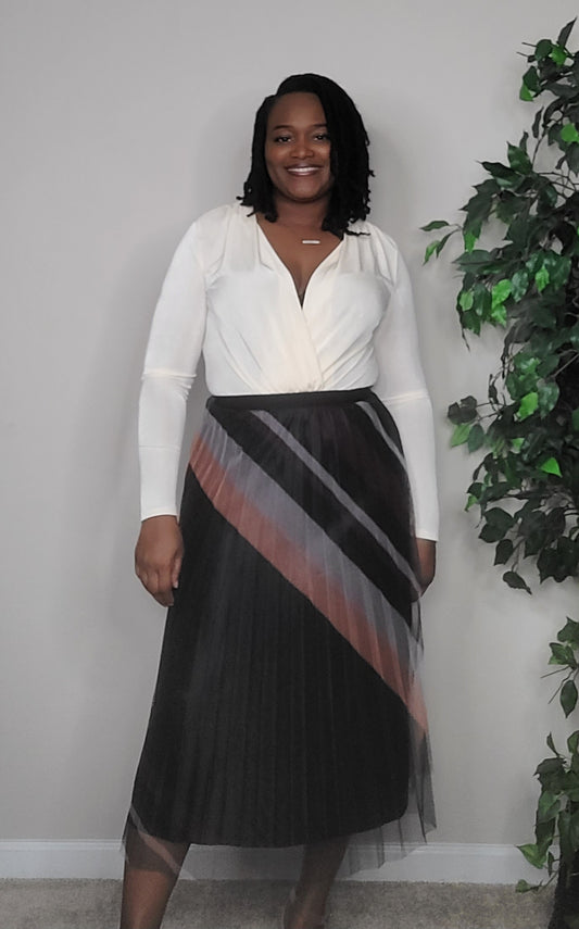 Printed Pleated Skirt (Black)