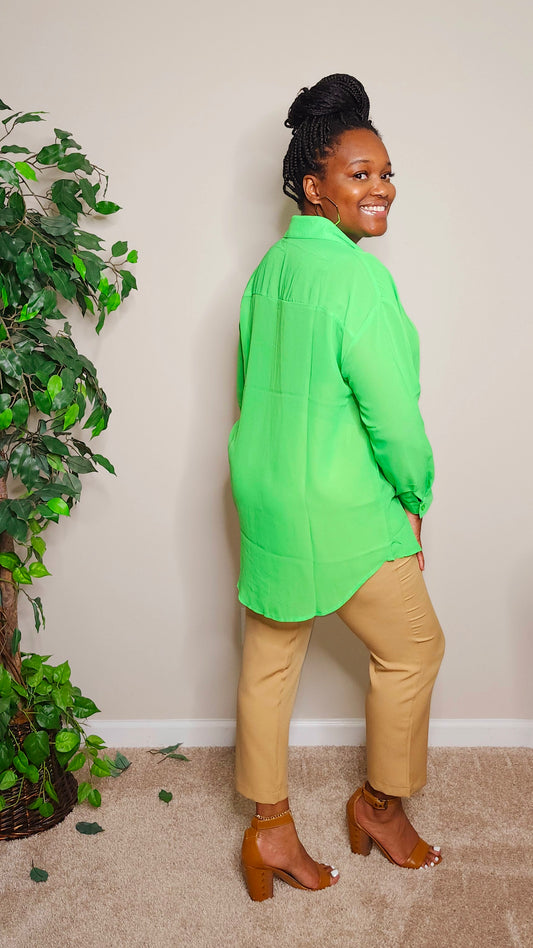 Amanda Sheer Blouse (Green)