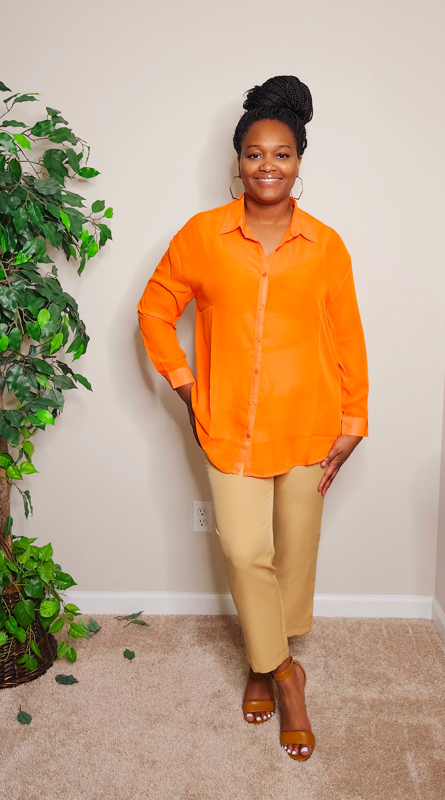 Amanda Sheer Blouse (Orange)