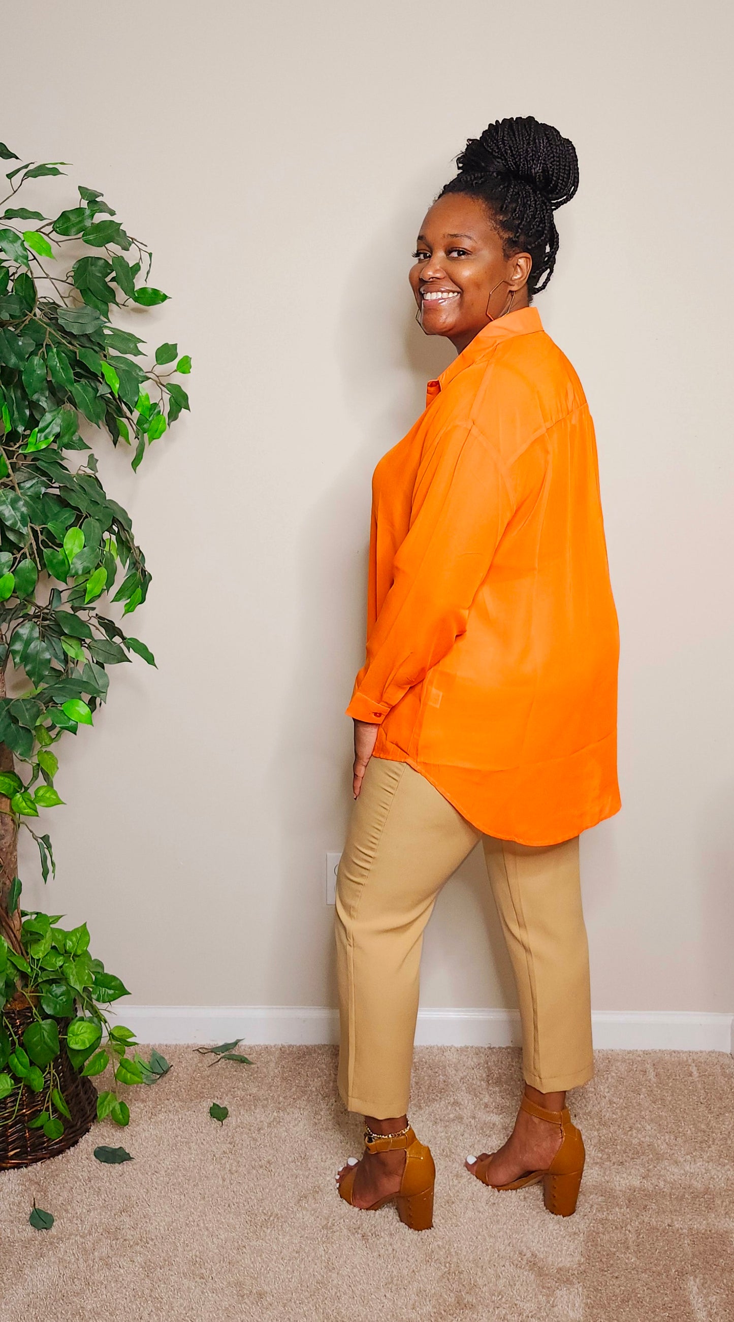 Amanda Sheer Blouse (Orange)