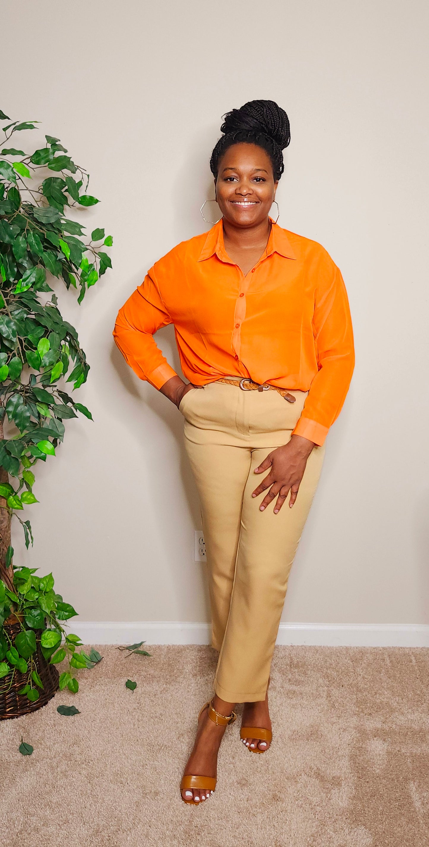 Amanda Sheer Blouse (Orange)