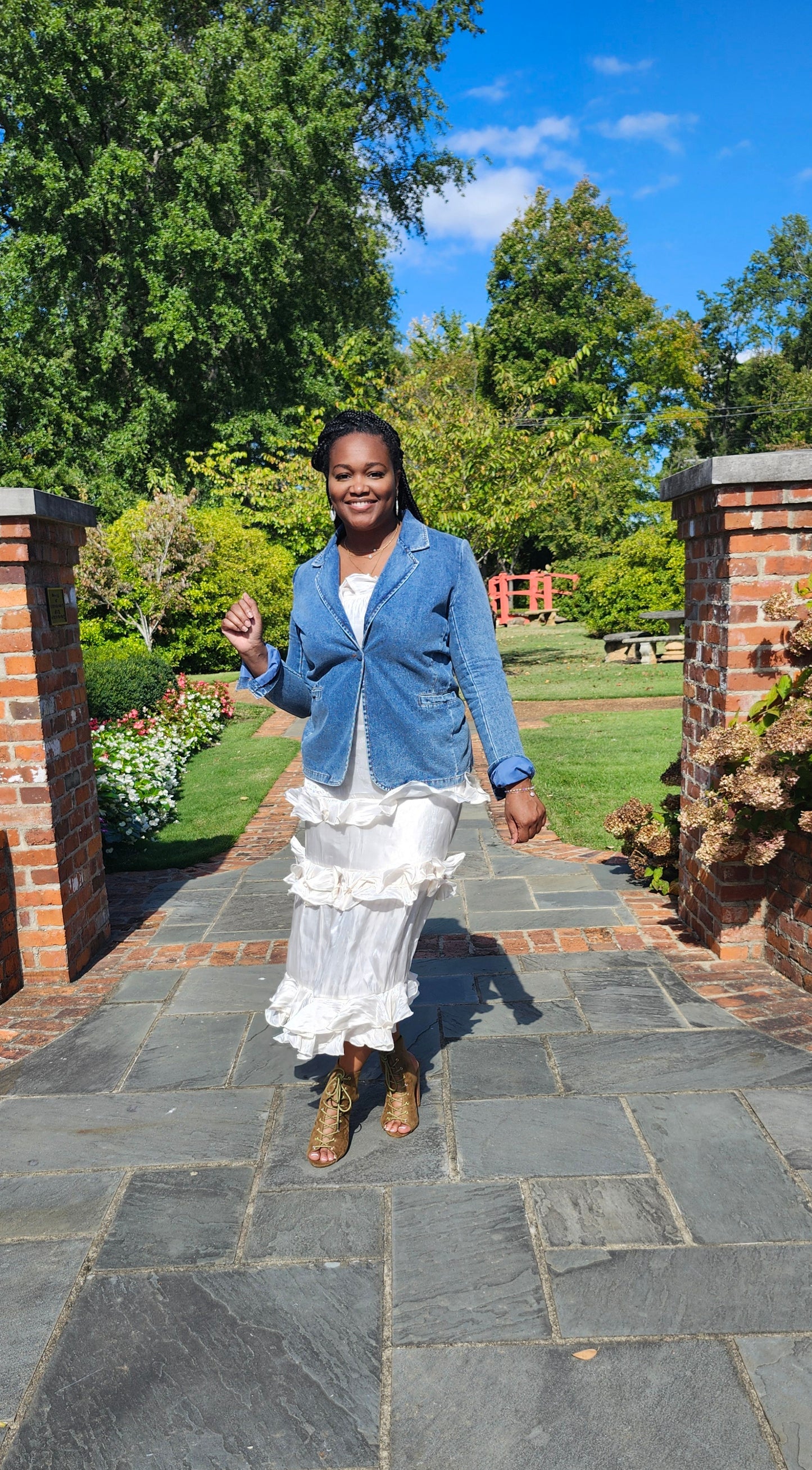 Denim blazer with pockets 1