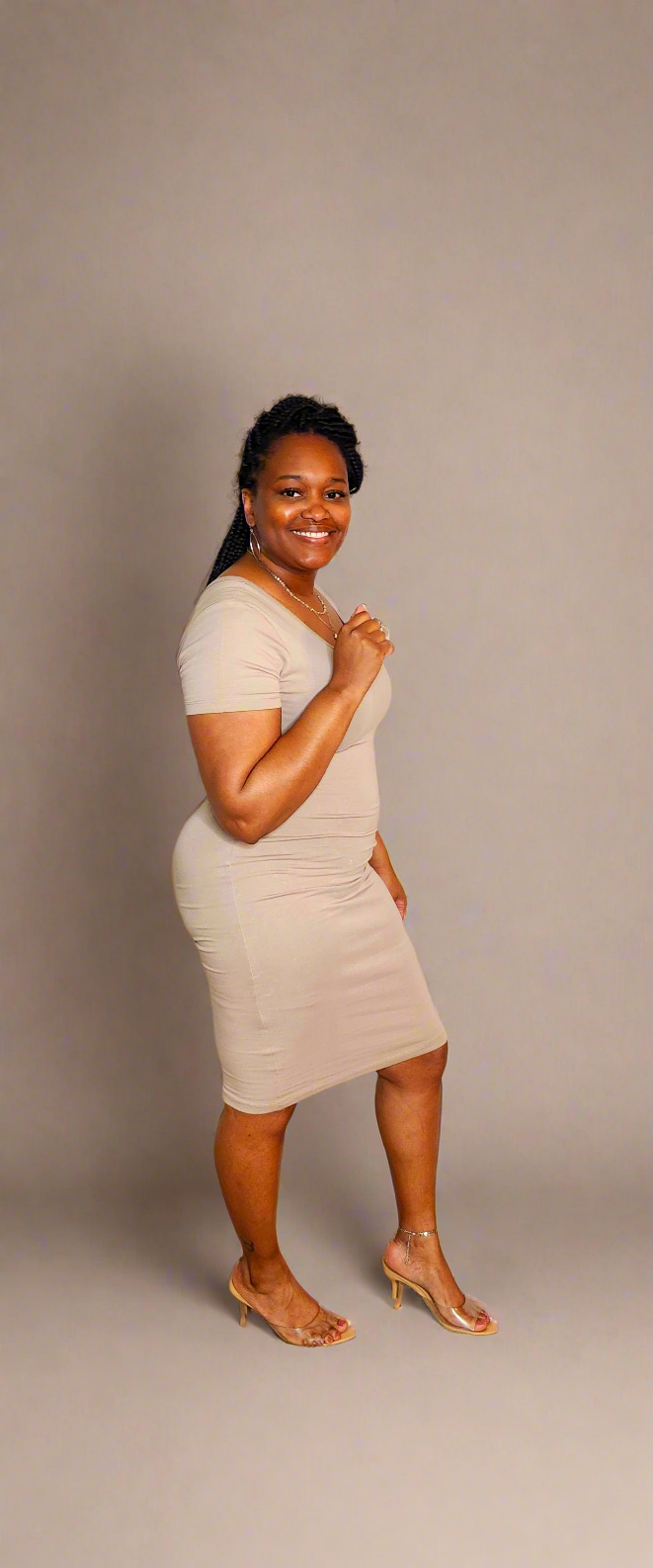 Cotton Short Sleeve Midi Dress