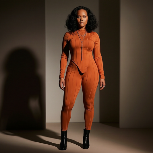 Sleek & Stylish Legging Set (Cognac)