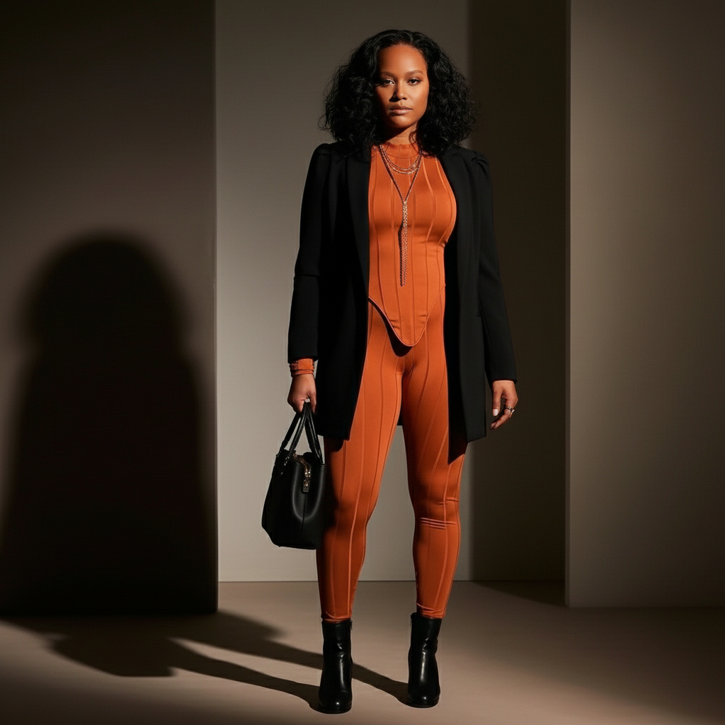 Sleek & Stylish Legging Set (Cognac)