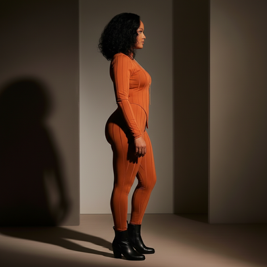 Sleek & Stylish Legging Set (Cognac)