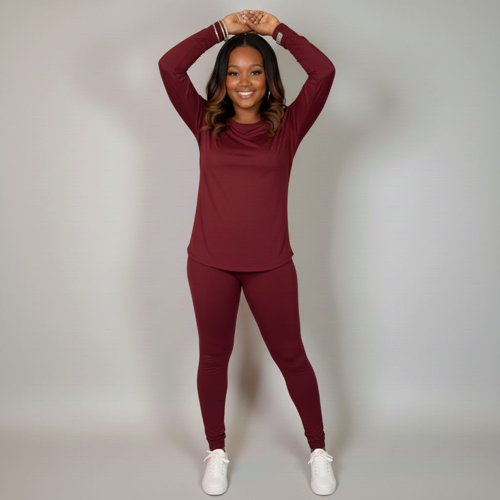 Everyday Casual Legging Set (Burgundy)
