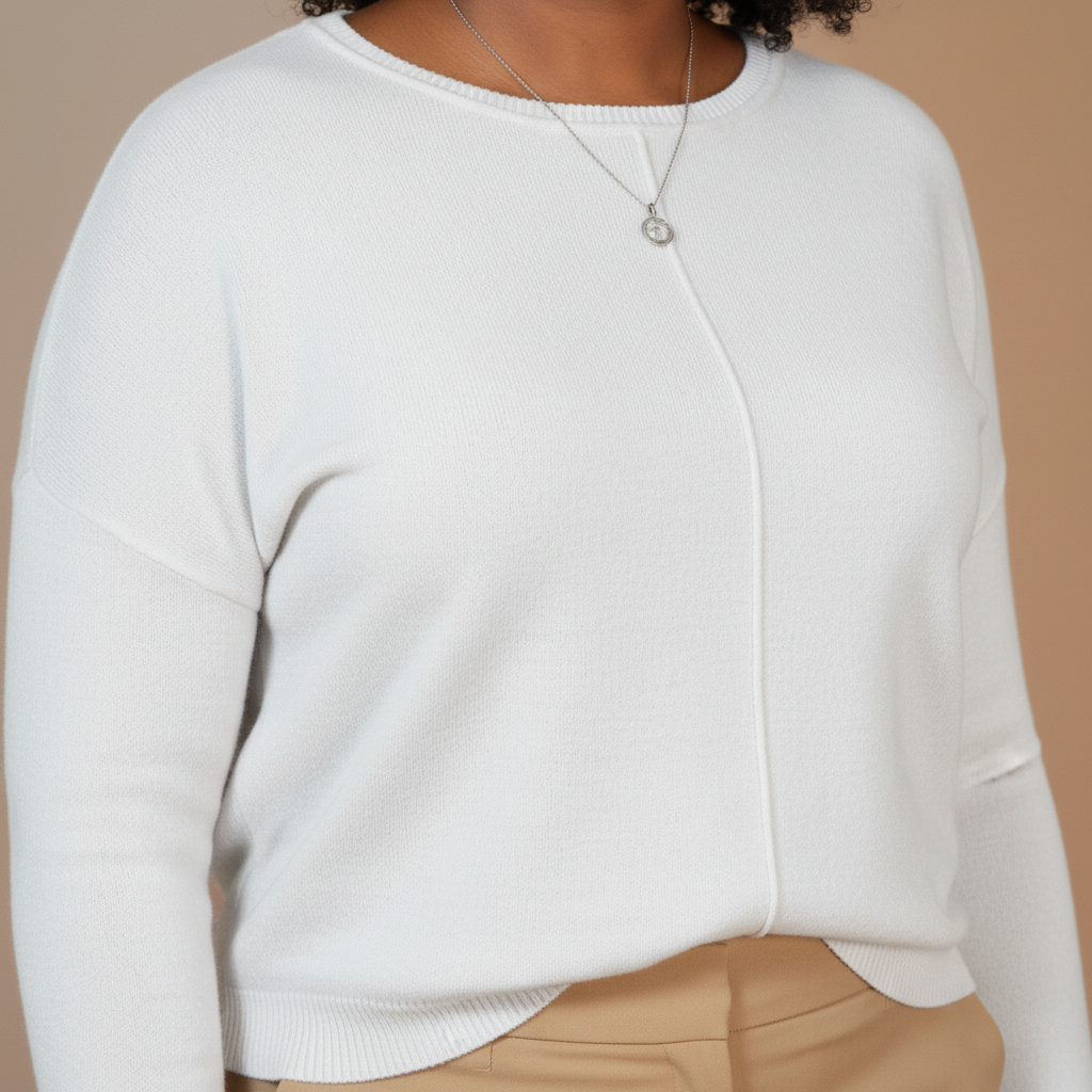 SOFT KNIT ROUND NECK SWEATER (White)