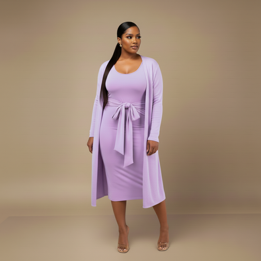 Dress & Cardigan Set (Lavender)