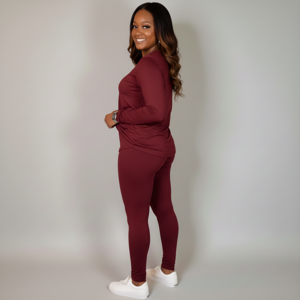 Everyday Casual Legging Set (Burgundy)