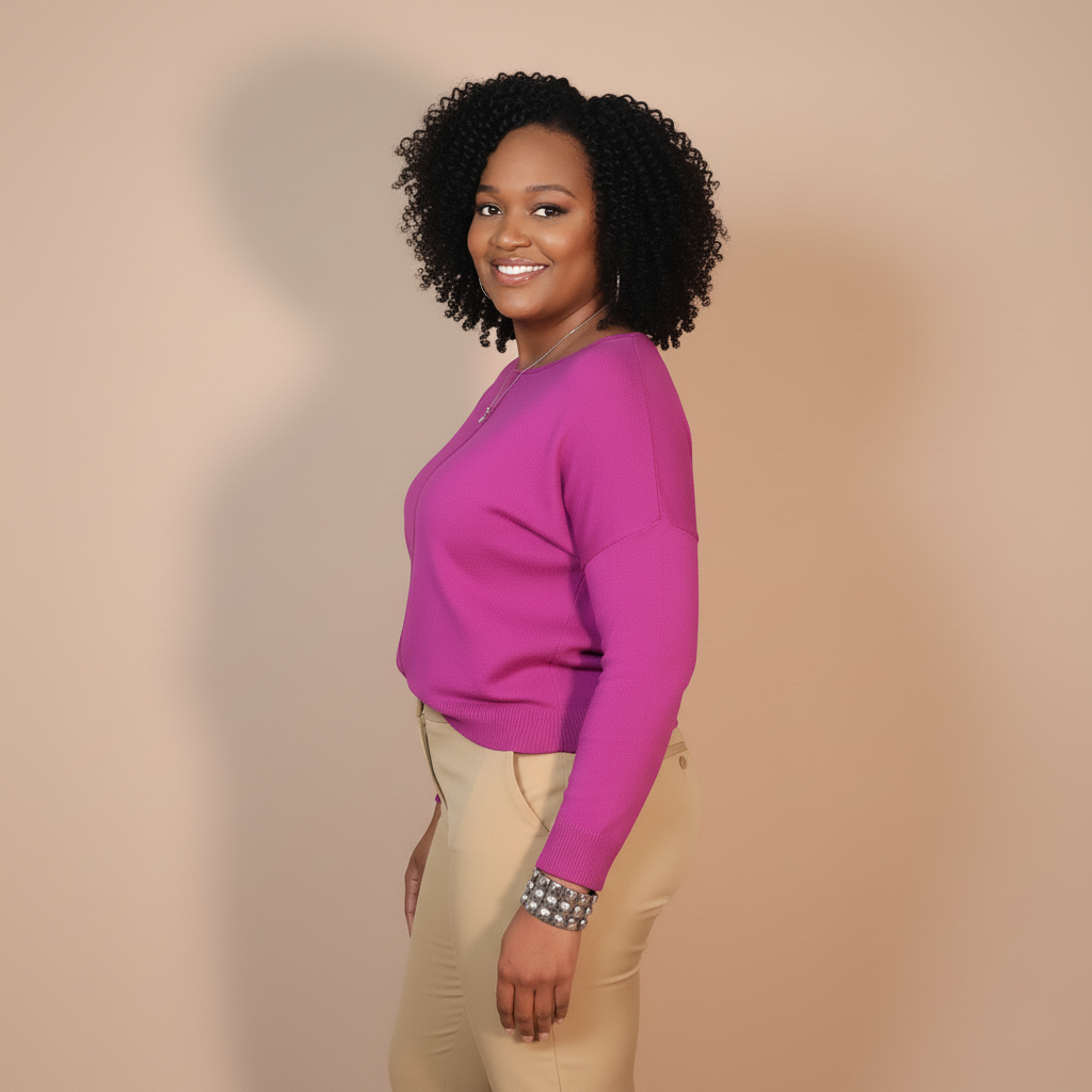 SOFT KNIT ROUND NECK SWEATER (Dark Magenta)