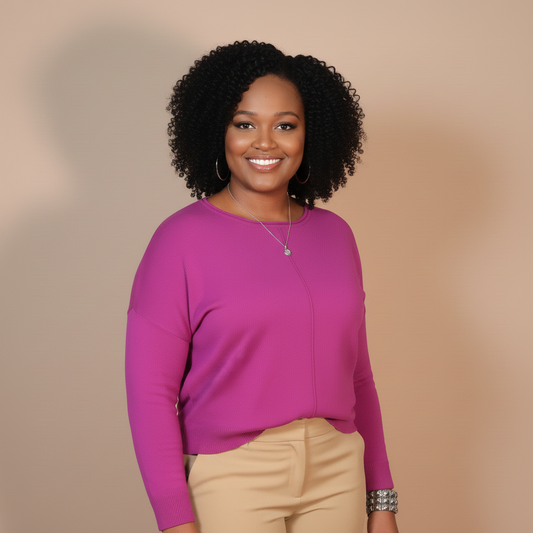 SOFT KNIT ROUND NECK SWEATER (Dark Magenta)