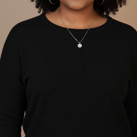 SOFT KNIT ROUND NECK SWEATER (Black)