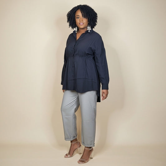 Button Up Tunic Shirt (Black)