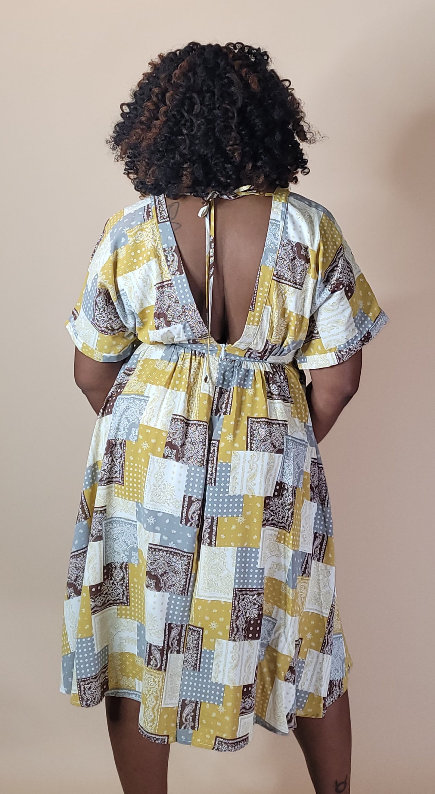 Scarf Print Dress (Mustard)