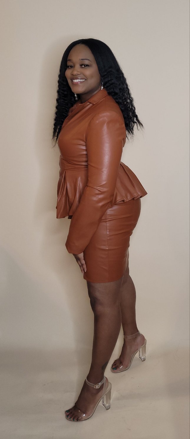 PU Leather Peplum Mini Dress