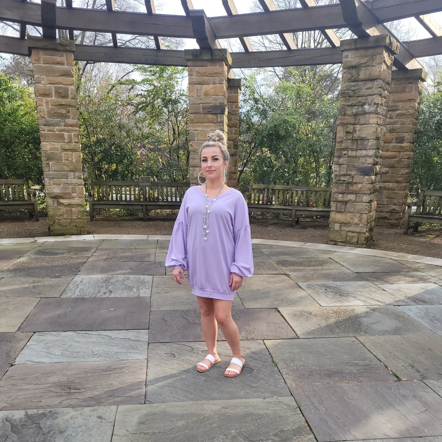 Balloon Sleeve Mini Dress (Lilac)
